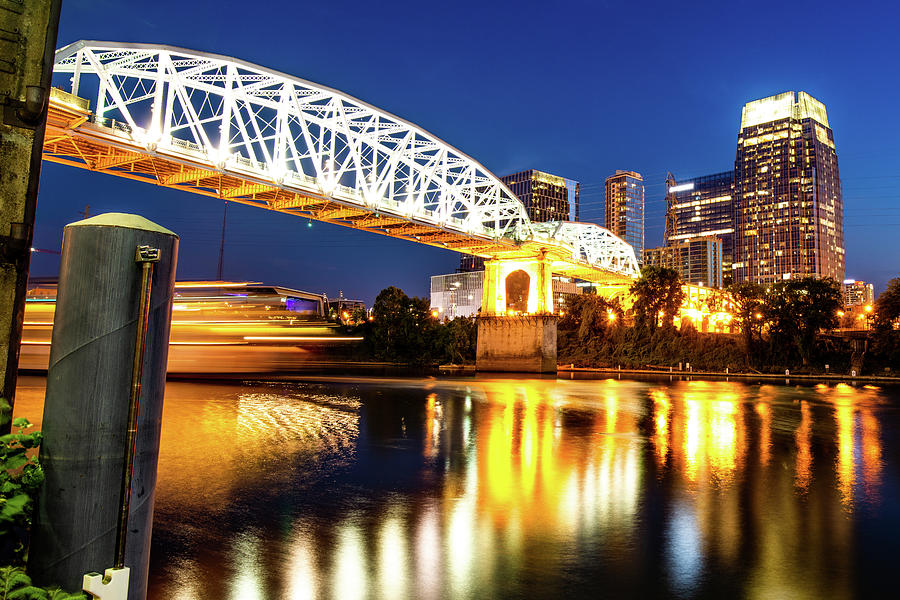 Nashville Pedestrian Bridge on the Cumberland River Photograph by ...