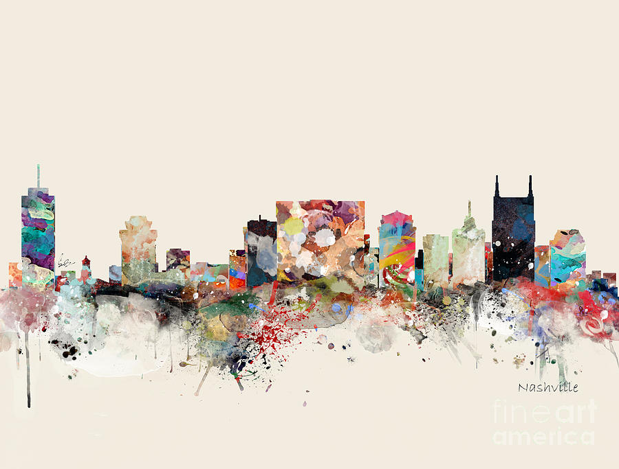 Nashville Skyline Painting - Nashville Skyline by Bri Buckley