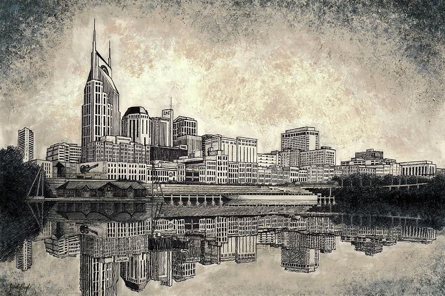 Nashville Skyline II Drawing by Janet King