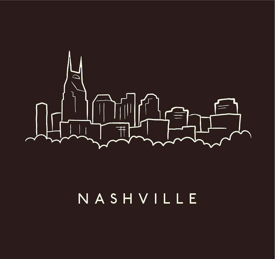 Nashville Skyline Sketch Drawing by Chimpyk