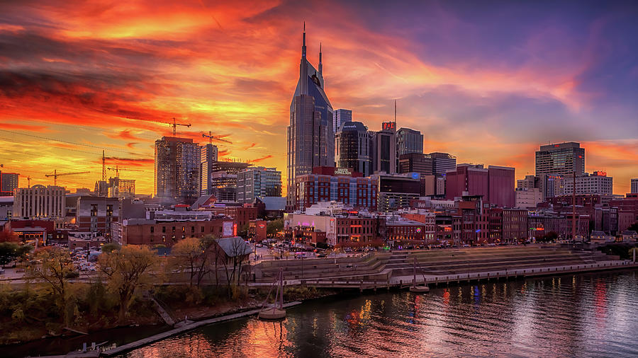 Nashville Skyline Sunset Photograph by Susan Rissi Tregoning