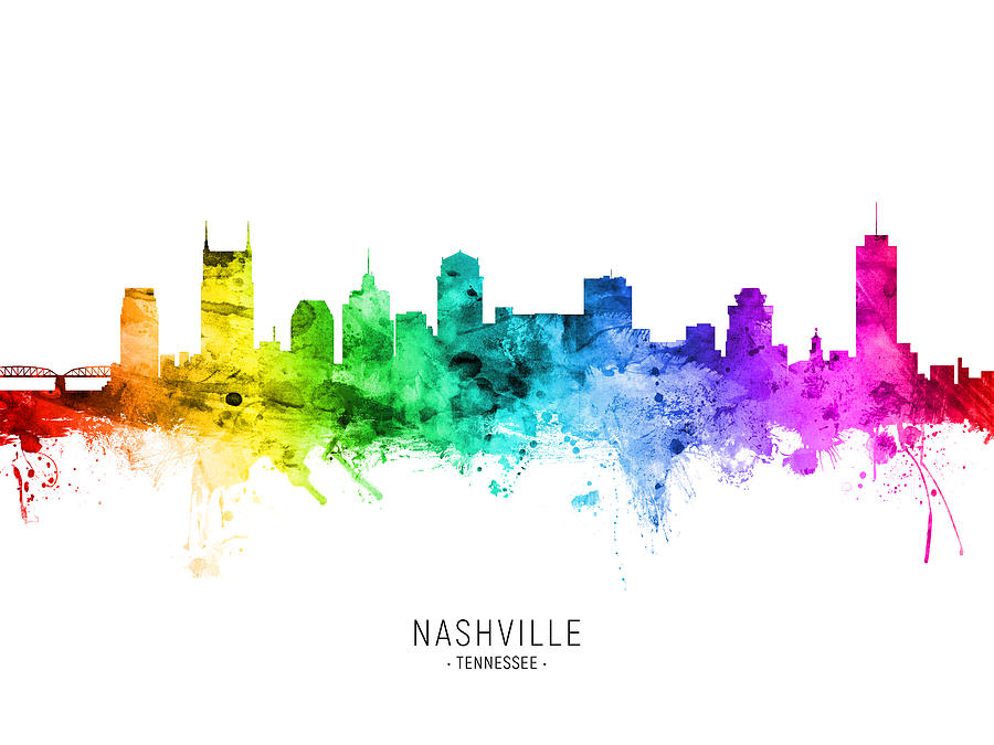 Nashville Tennessee Skyline #57 Digital Art by Michael Tompsett