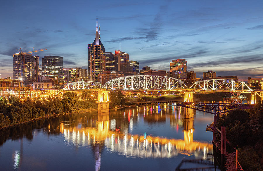 Nashville Tennessee Skyline Lights Photograph