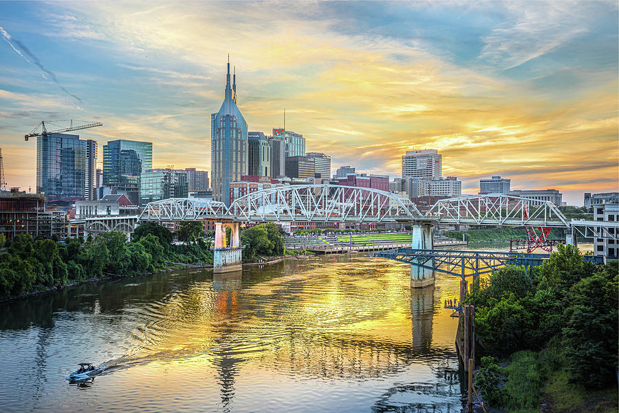Nashville Tennessee Sunset At Cumberland River Photograph