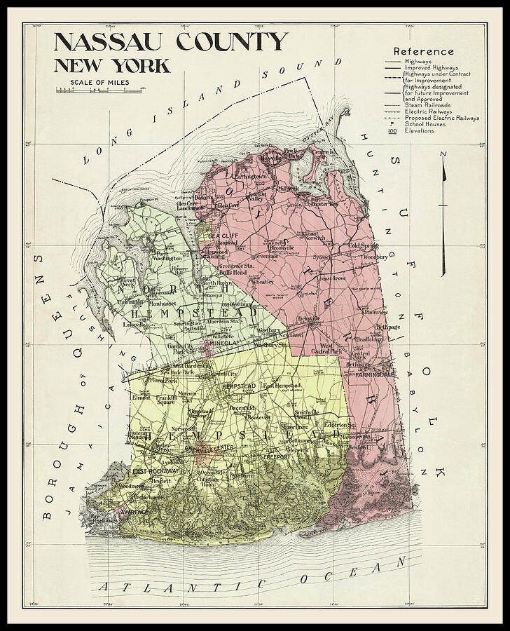 Nassau County Long Island New York Vintage Map 1906 Photograph By Carol Japp Fine Art America