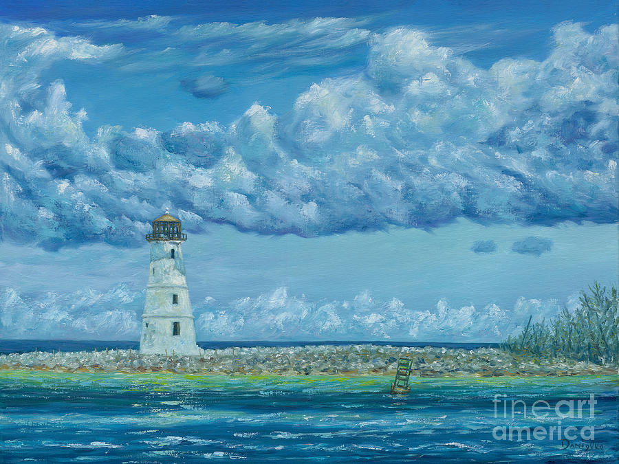 Nassau Harbour Lighthouse Painting by Danielle Perry