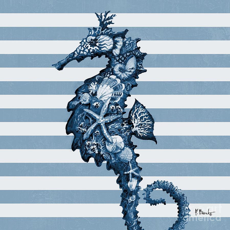 Seahorse Painting - Nassau Sealife II - Stripes by Paul Brent