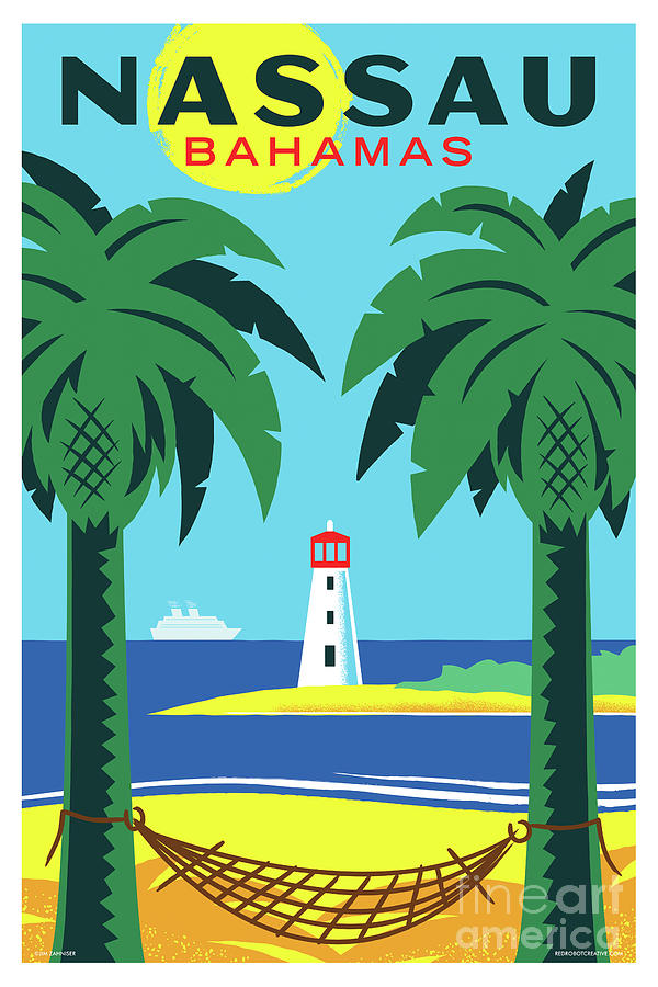 Nassau Vintage Style Travel Poster Digital Art by Jim Zahniser