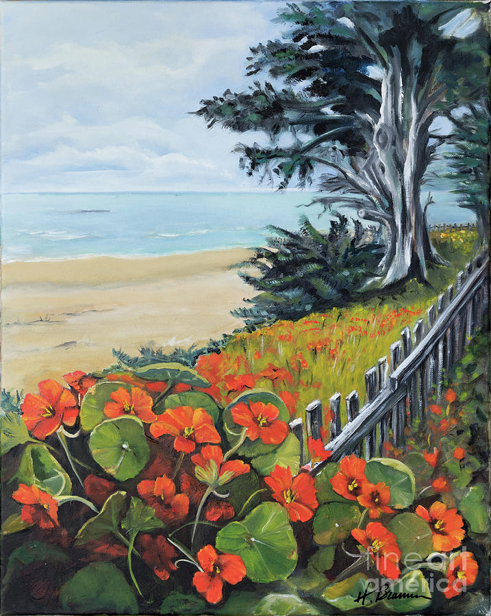 Nasturtiums at the Whalers Cottage Painting by Holly Bartlett Brannan