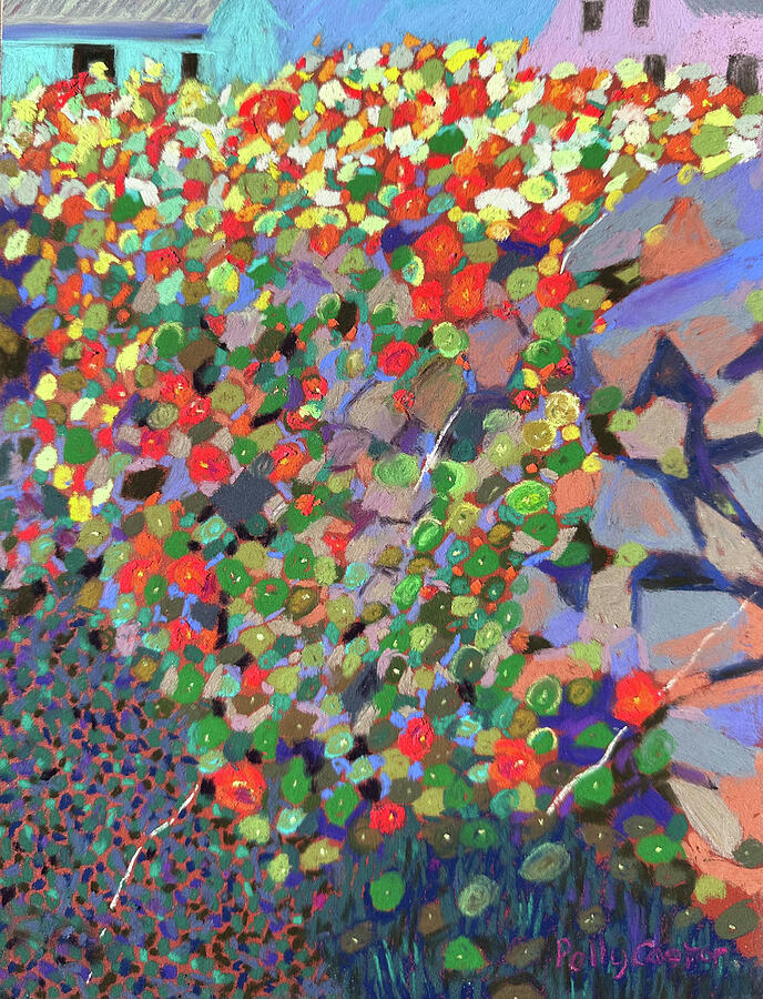 Nasturtiums on the Woodpile on Monhegan Painting by Polly Castor Nasturtiums on the Woodpile on Monhegan Painting by Polly Castor