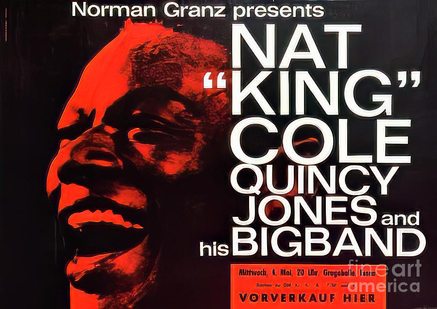 Nat King Cole Quincy Jones Jazz Concert Poster 1960 Drawing by M G Whittingham