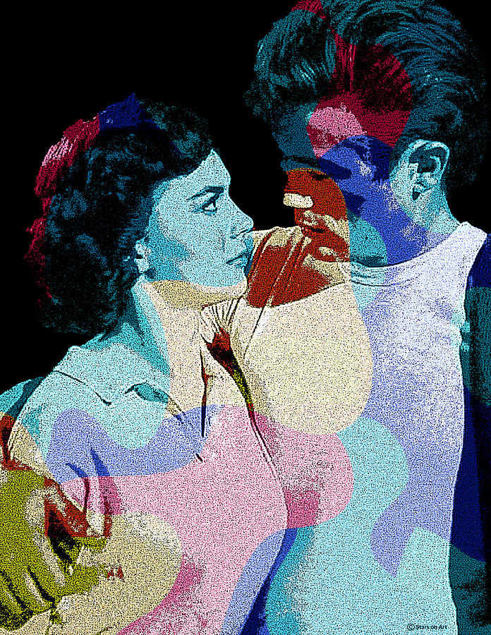 Natalie Wood and James Dean modernized portrait Mixed Media by Movie World Posters