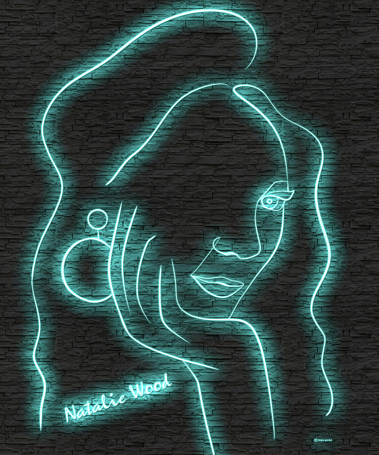 Natalie Wood neon portrait Digital Art by Movie World Posters