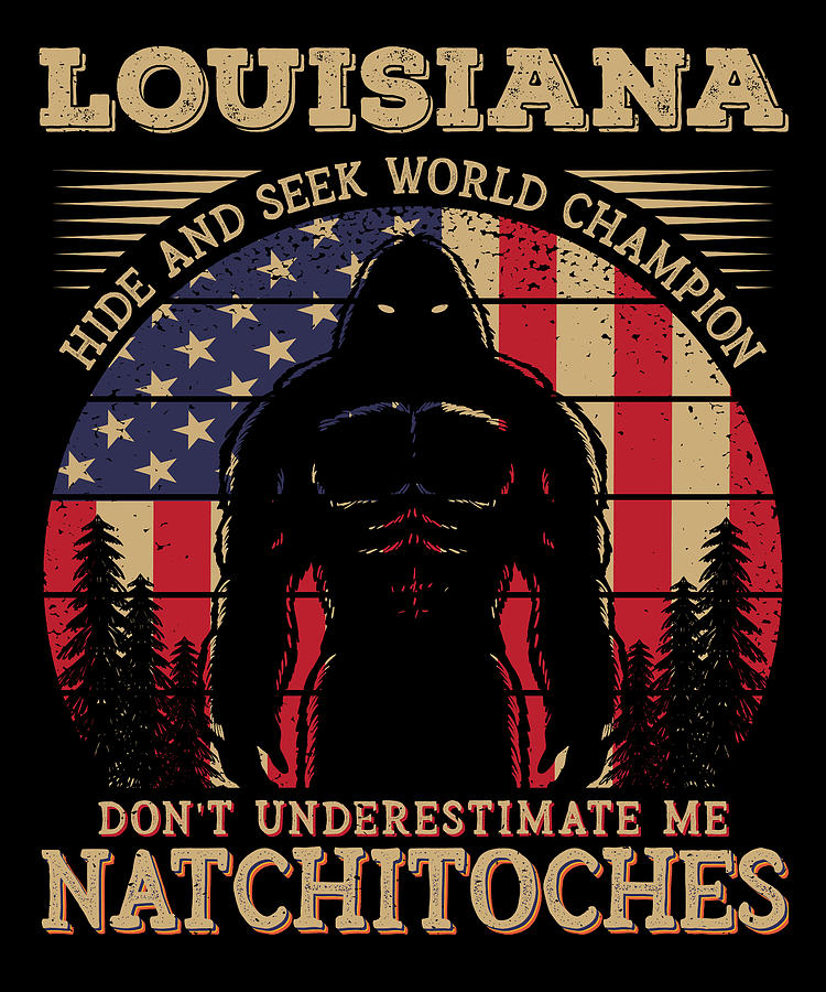 Natchitoches Louisiana Bigfoot 4th of July Patriotic USA Flag Sasquatch