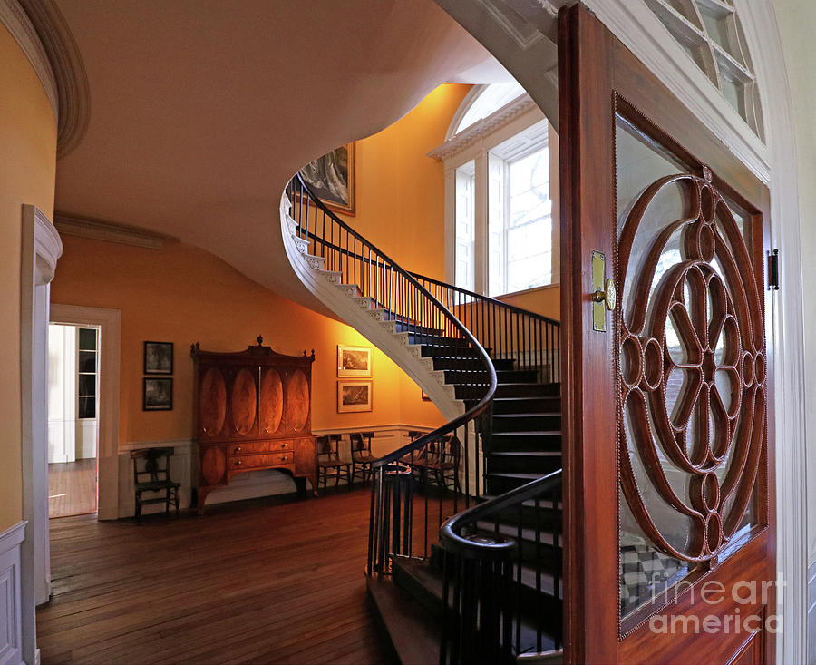 Nathaniel Russell House Spiral Staircase Charleston SC  9390aacrop Photograph by Jack Schultz