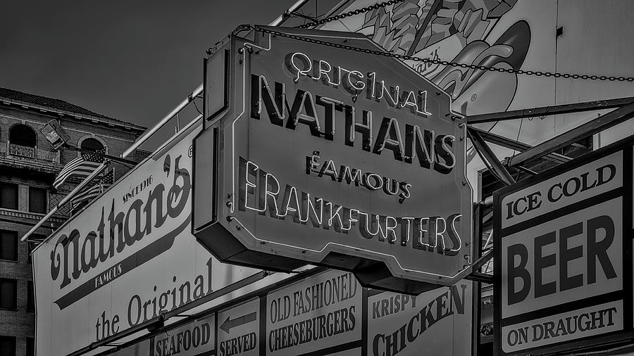 Nathans Original Sign BW Photograph by Susan Candelario