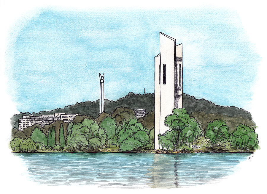 National Carillon - Canberra Painting by Tom Napper