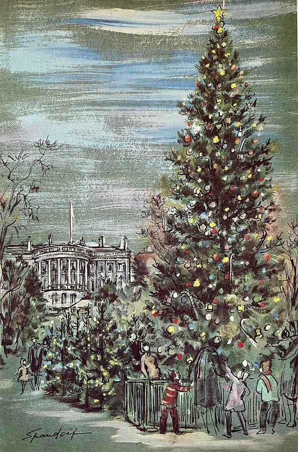 National Christmas Tree  Pastel by Lily Spandorf