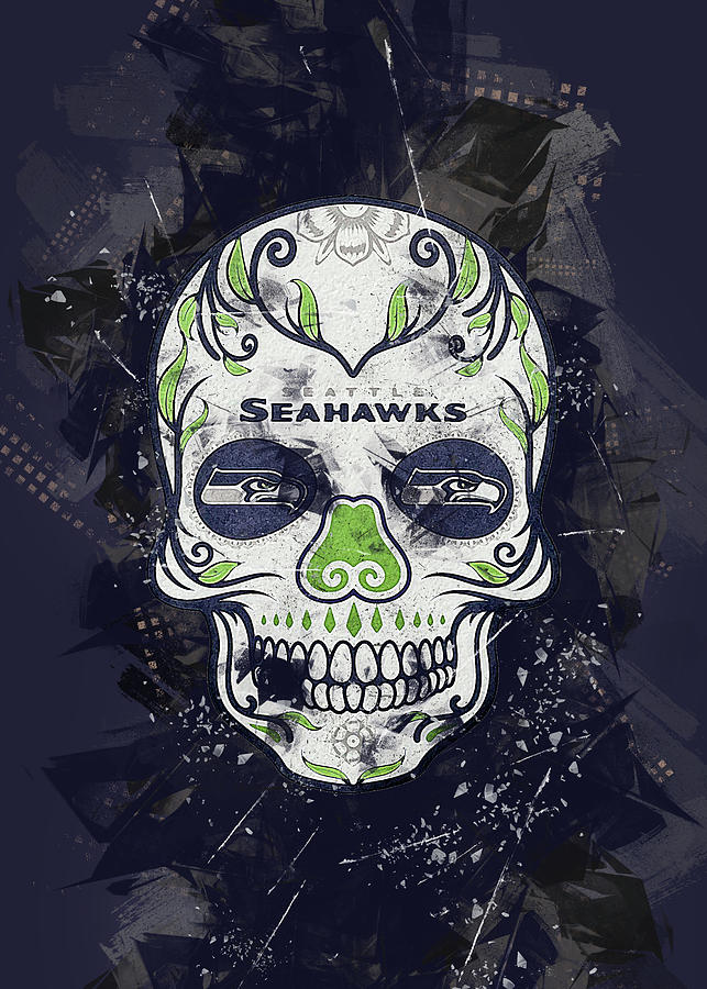 National Football League Art NFL Seattle Seahawks Skull by Leith Huber