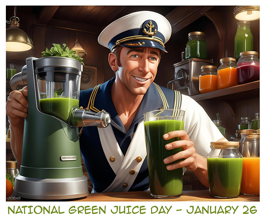 Holiday Digital Art - National green juice day by Greg Joens