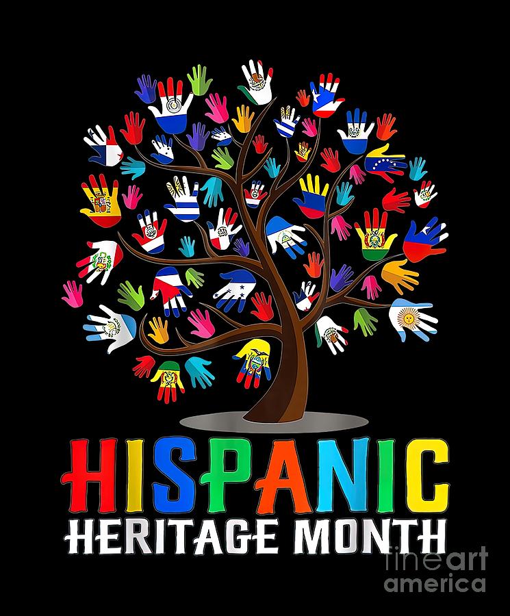 National Hispanic Heritage Month Hand Flag Tree Painting by Phillips ...