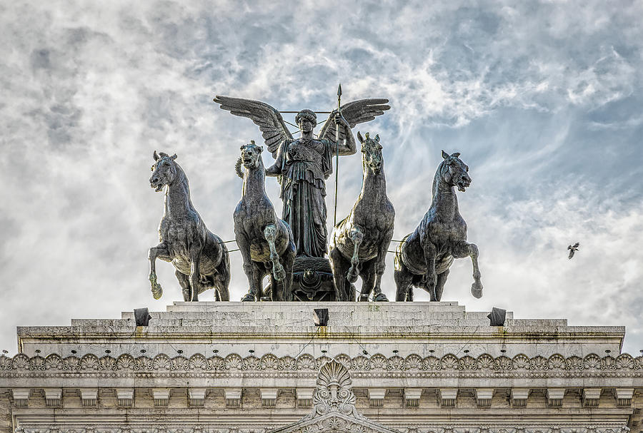 National Monument Sculpture - Rome Italy Photograph by Debra Martz