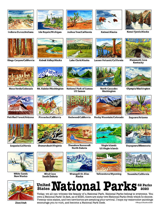National Parks Paintings Grouping  I-z Mixed Media