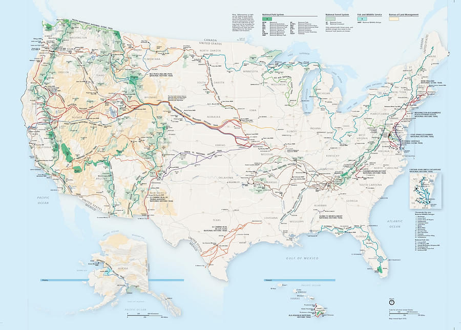 National Parks Trail Map Photographic Print Painting by Sophia Robinson ...