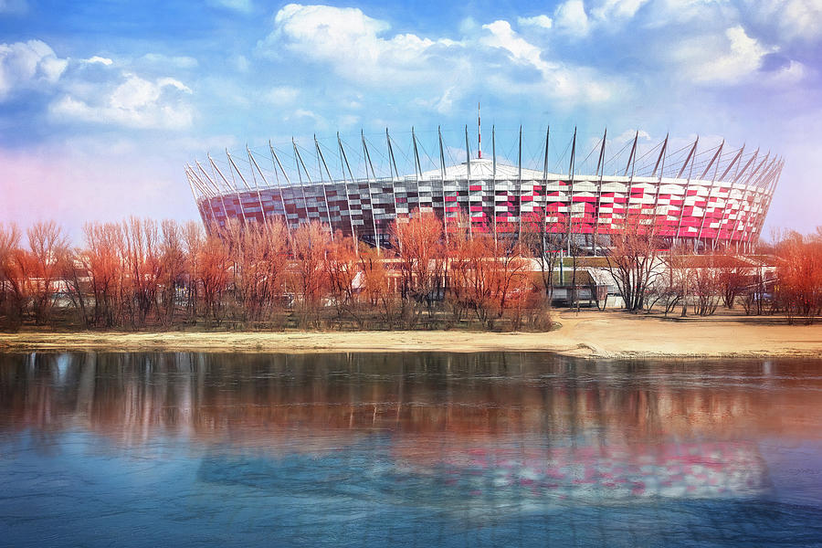 National Stadium and Vistula River Warsaw Poland Photograph by Carol Japp