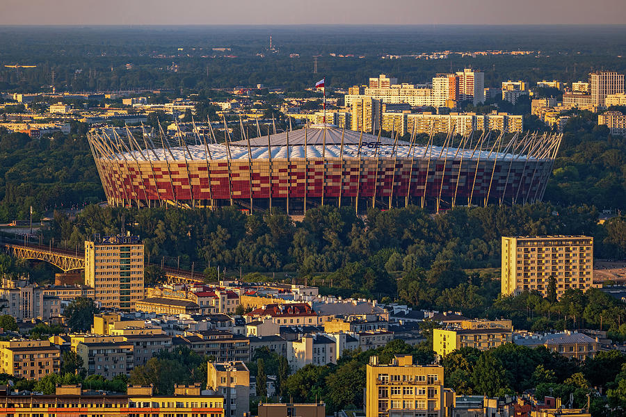 National Stadium In Warsaw At Sunset Photograph by Artur Bogacki