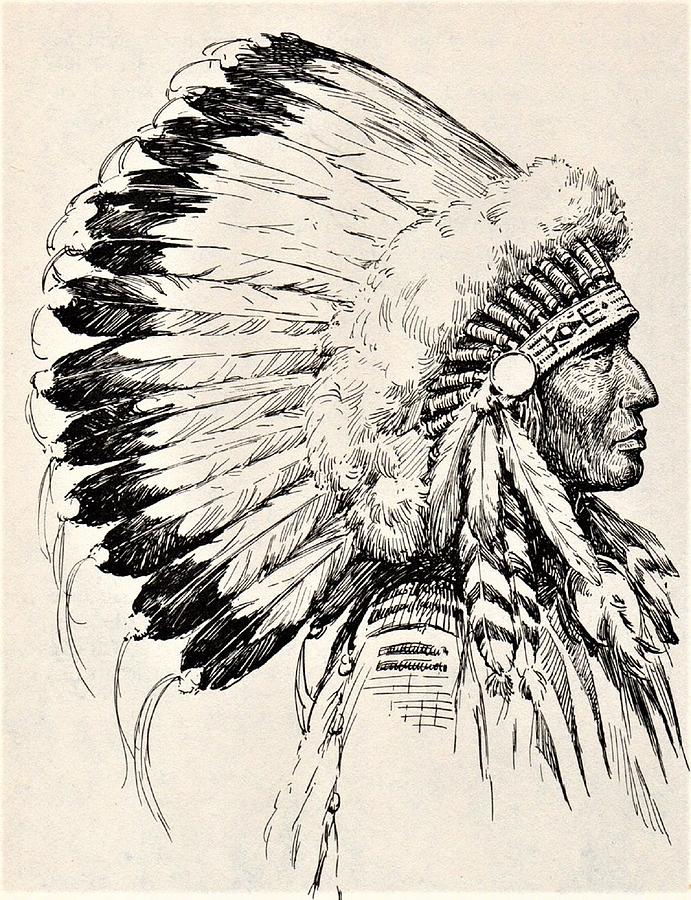 Native American - A Crow Indian Member Of The Sioun Tribe Drawing by ...