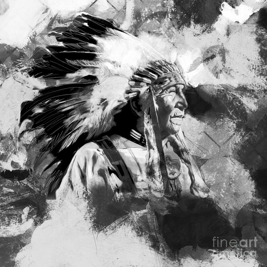 Wolves Painting - Native American Abstract CDx2 by Gull G