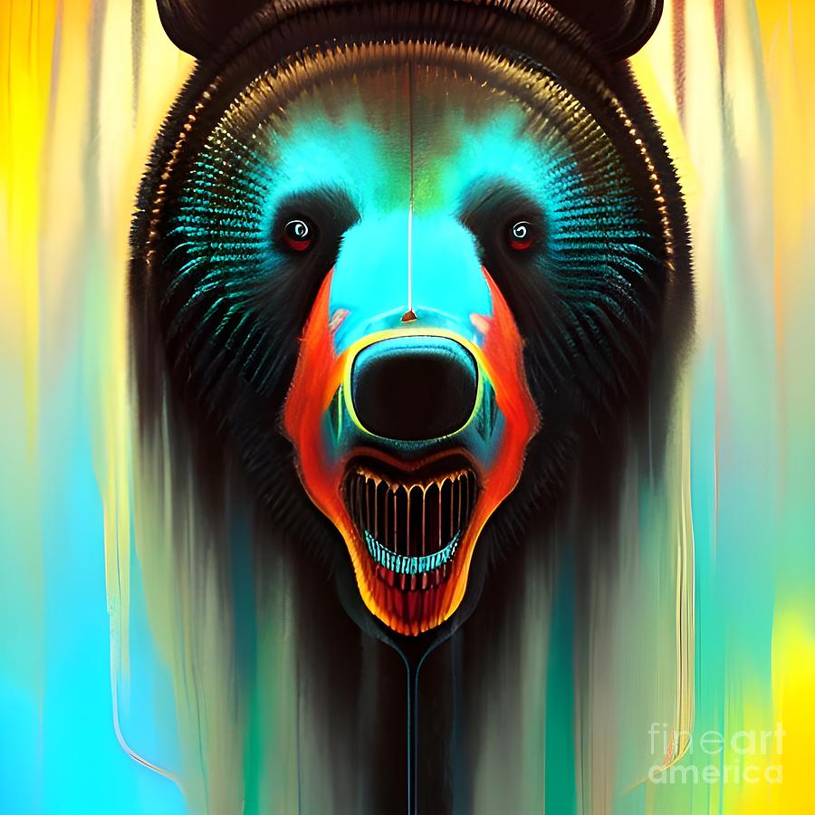 Native American Bear Surrealism Abstract No.11 Mixed Media by Matico ...