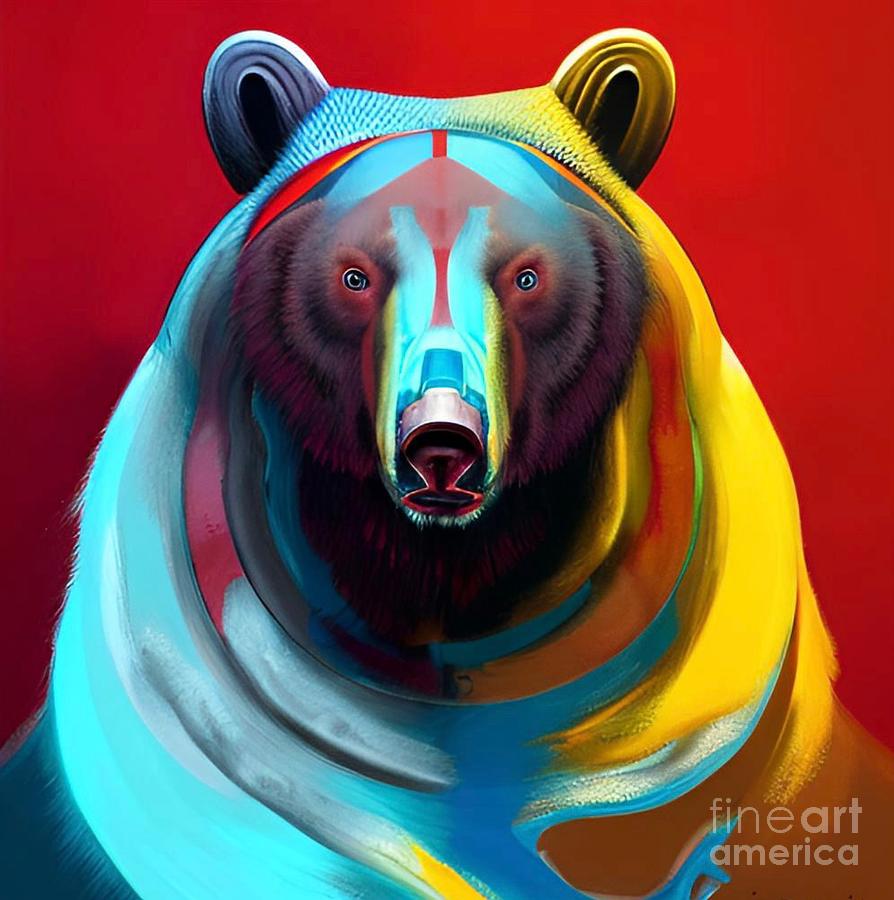 Native American Bear Surrealism Abstract No6 Mixed Media By Matico