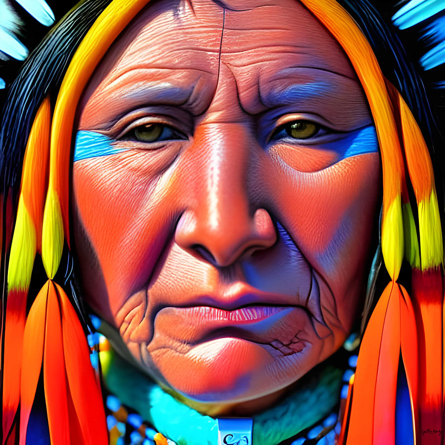 Native American Cherokee Chief Digital Art by Cindys Creative Corner