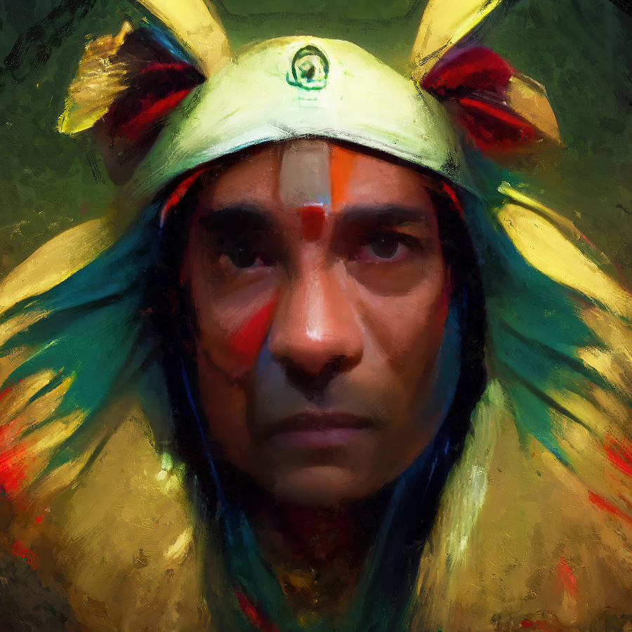 Native American Chief, 02 Painting by AM FineArtPrints