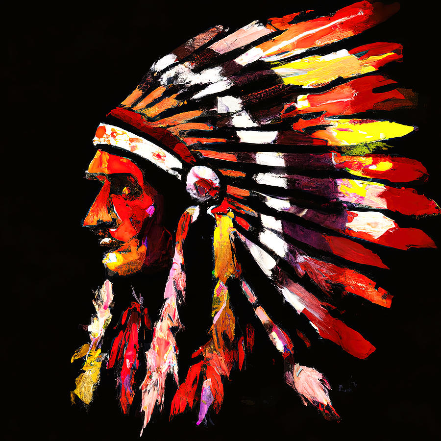 Native American Chief, 09 Painting by AM FineArtPrints