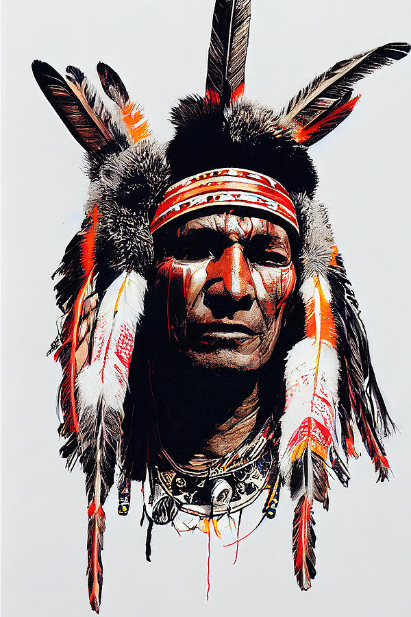 Native American Chief, 10 Painting by AM FineArtPrints