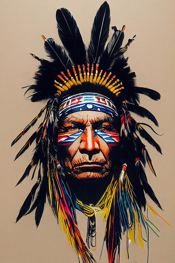 Native American Chief, 11 Painting by AM FineArtPrints