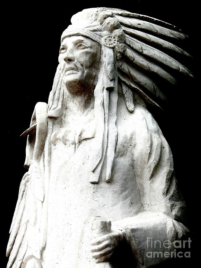 Native American Chief Statue Black And White Photograph By Jessica Goff 