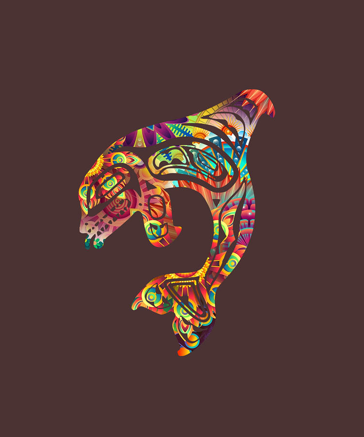 Native American Colorful Orca Killer Whale Pacific Northwest Long