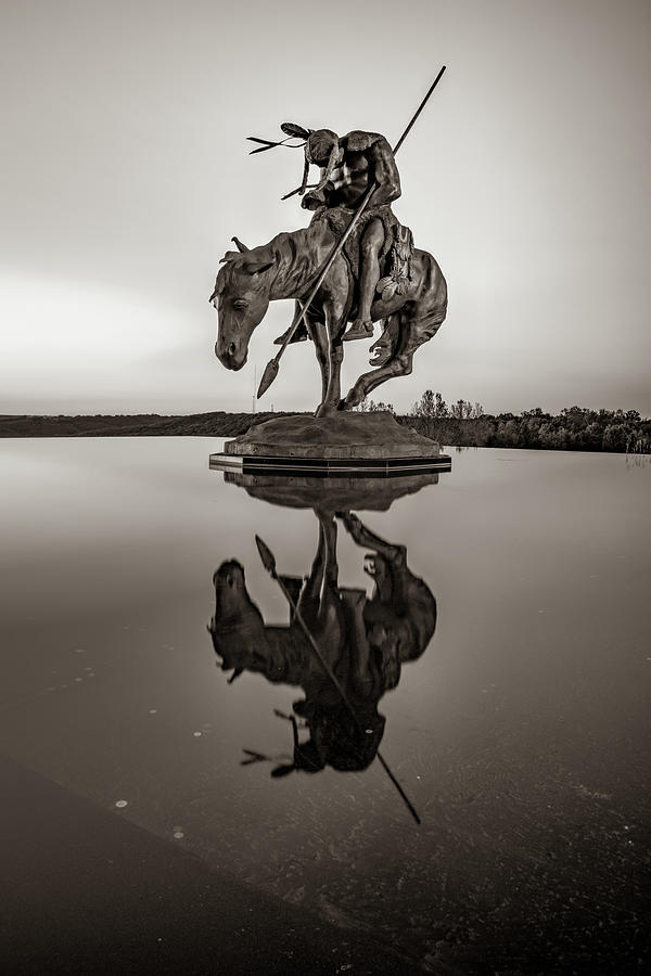 Native American End Of The Trail Statue Reflections At Top Of The Rock ...