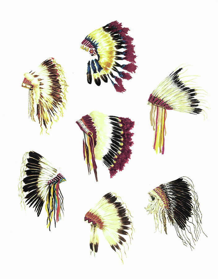 Native American Painting - Native American Headdresses Number 6 by Michael Vigliotti
