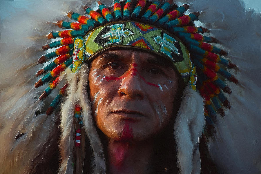 Native American Headress Painting by Tony Rubino