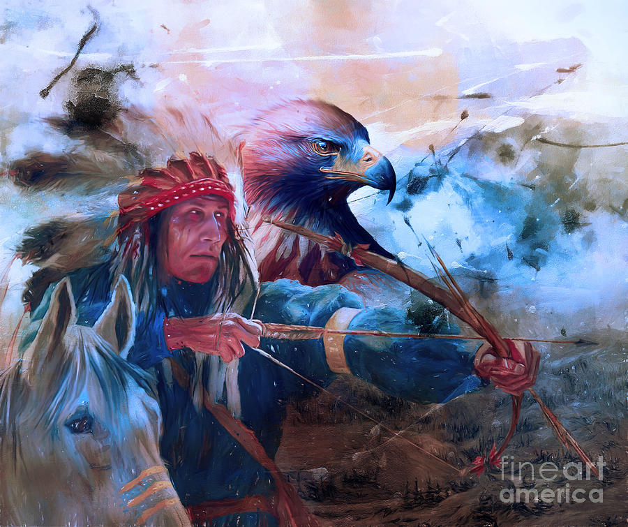 Native american hunting  Painting by Gull G