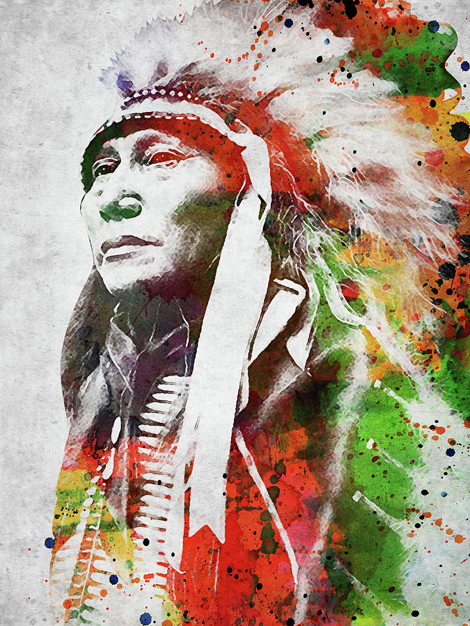 American Indian Woman with Red Head-Dress Printed Wall Art for Living or  Master Bedroom - Sadie Wall Art