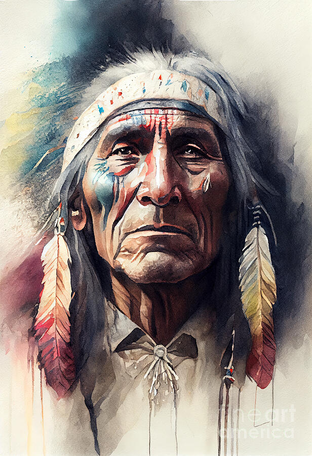 Native American Indian Illustration Series 113022-b Digital Art by Carlos Diaz