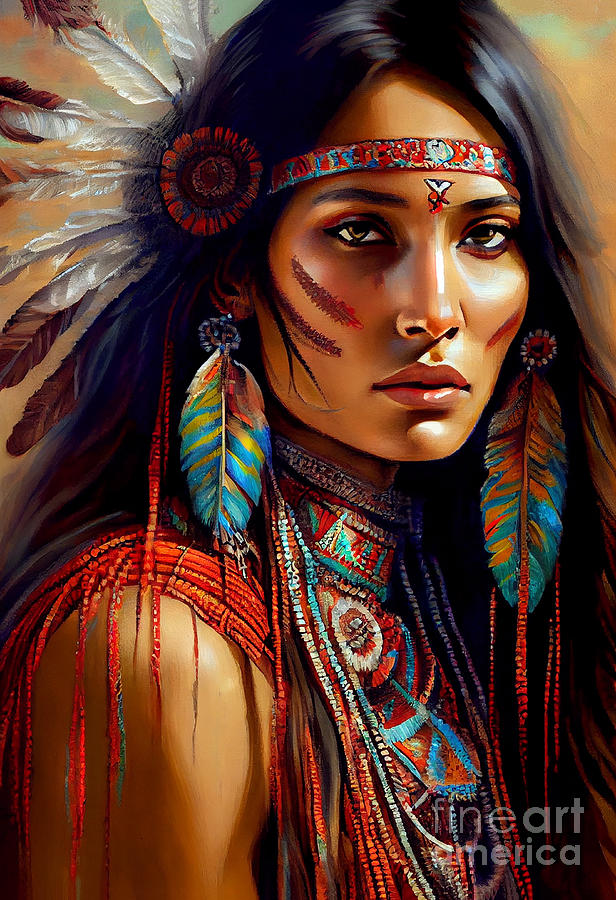Native American Indian Series 120822-c Digital Art by Carlos Diaz
