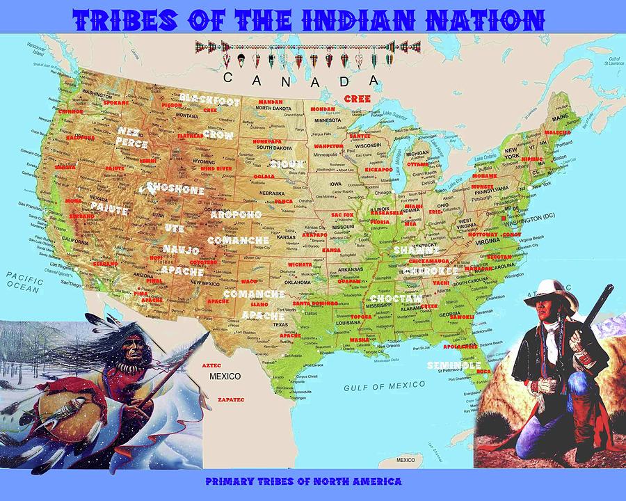 Native American Indian Tribal Map Digital Art by Peter Nowell - Pixels