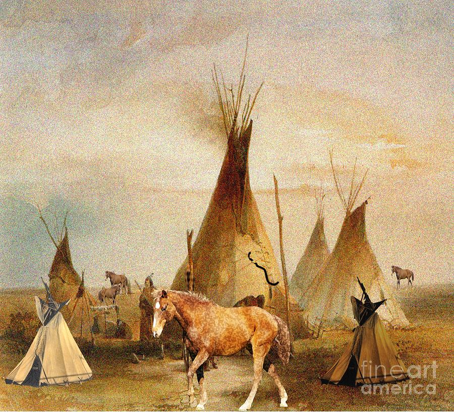 Native American Indian Village Painting By Belinda Threeths Pixels